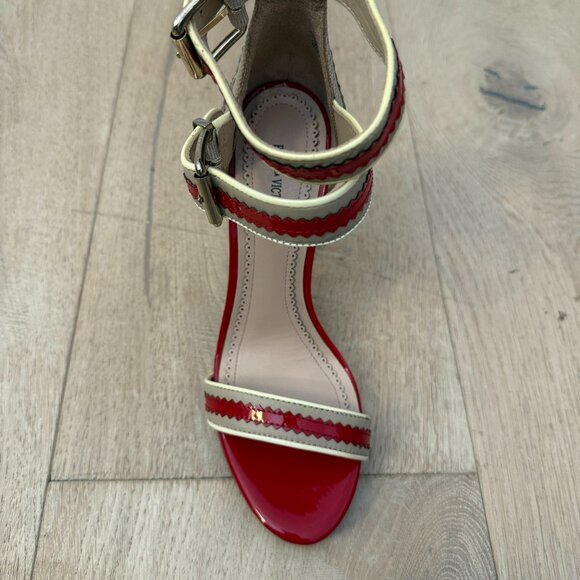 POUR LA VICTOIRE VERONICA Snakeskin, Red & Tan High Heel Sandal - Picture 2 of 4